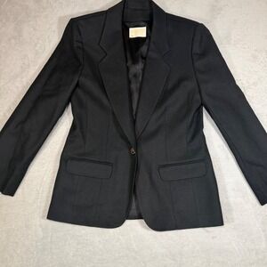 Pendleton Vintage Black 100% Virgin‎ Wool Blazer Gold Crest Button Jacket Size 8
